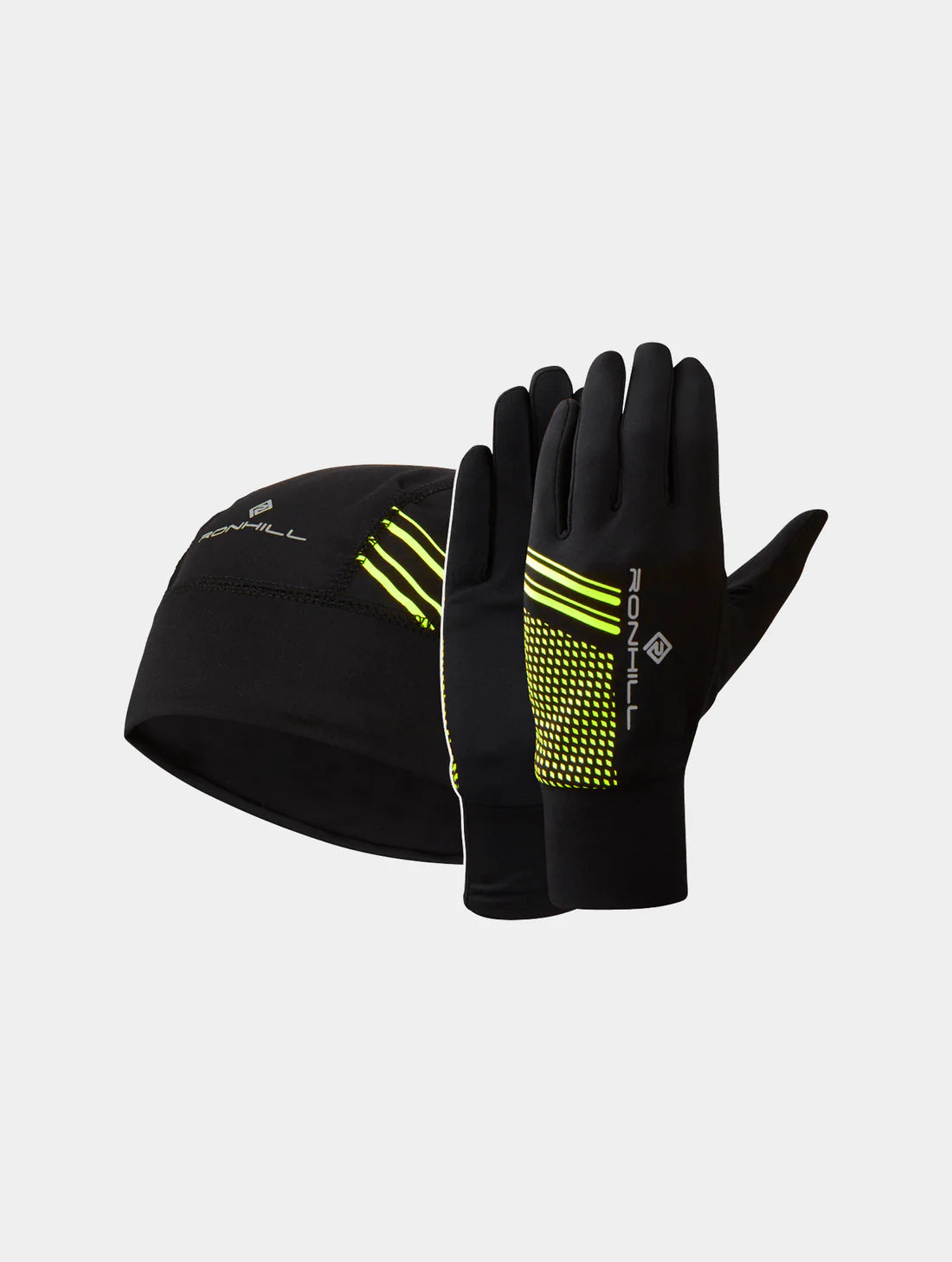 Ronhill Beanie and Glove Set (Blk/Yellow)