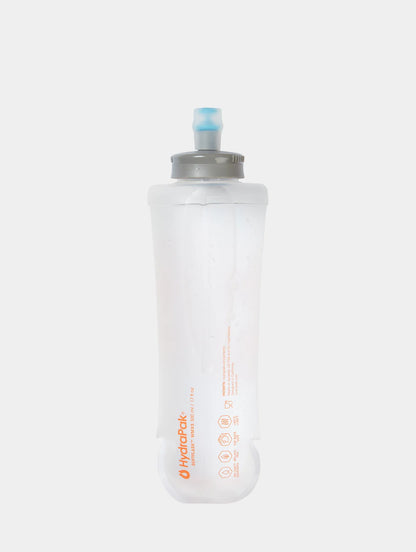 Silicone water bottle with Hydrapak branding on a white background