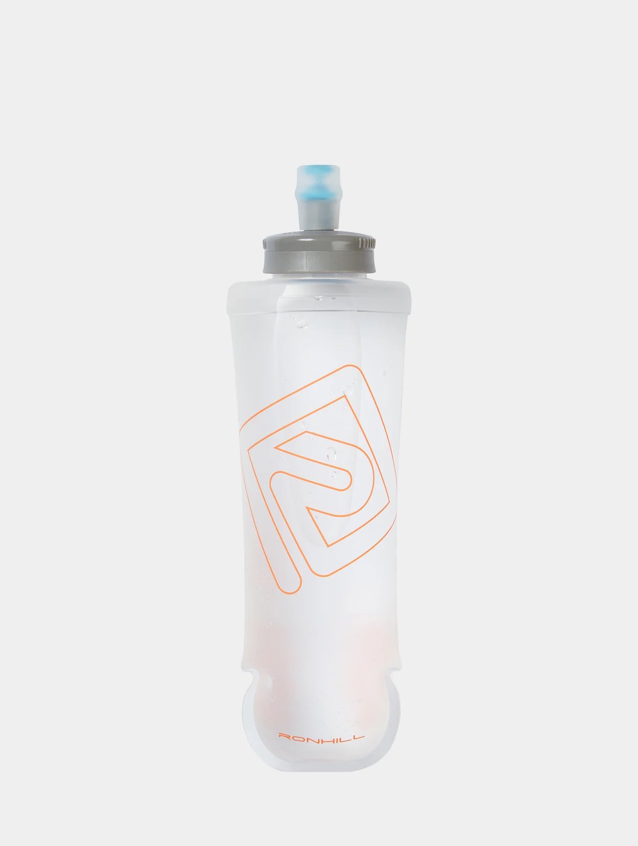 Silicone water bottle with a logo on a white background
