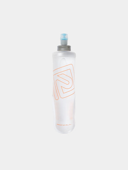 White water bottle with a geometric design on a white background