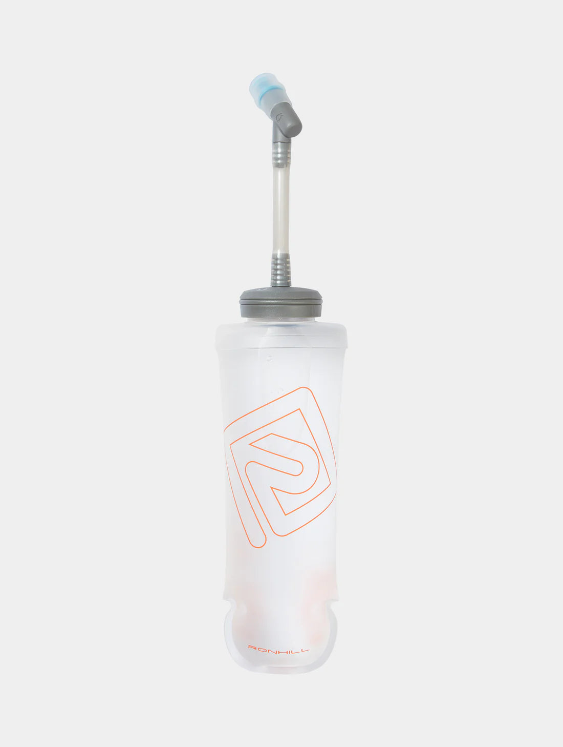 Clear hydration bottle with a logo on a white background