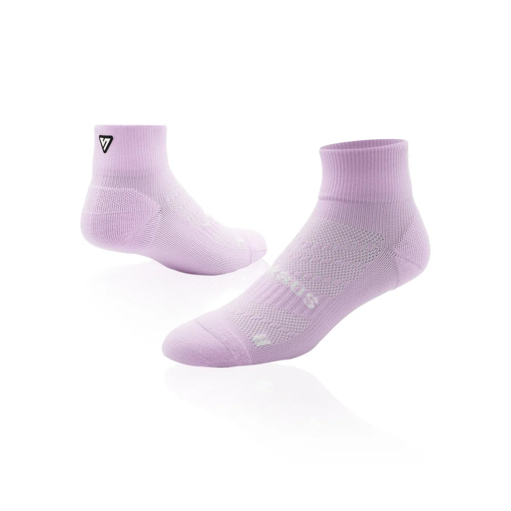 Pair of light purple socks on a white background