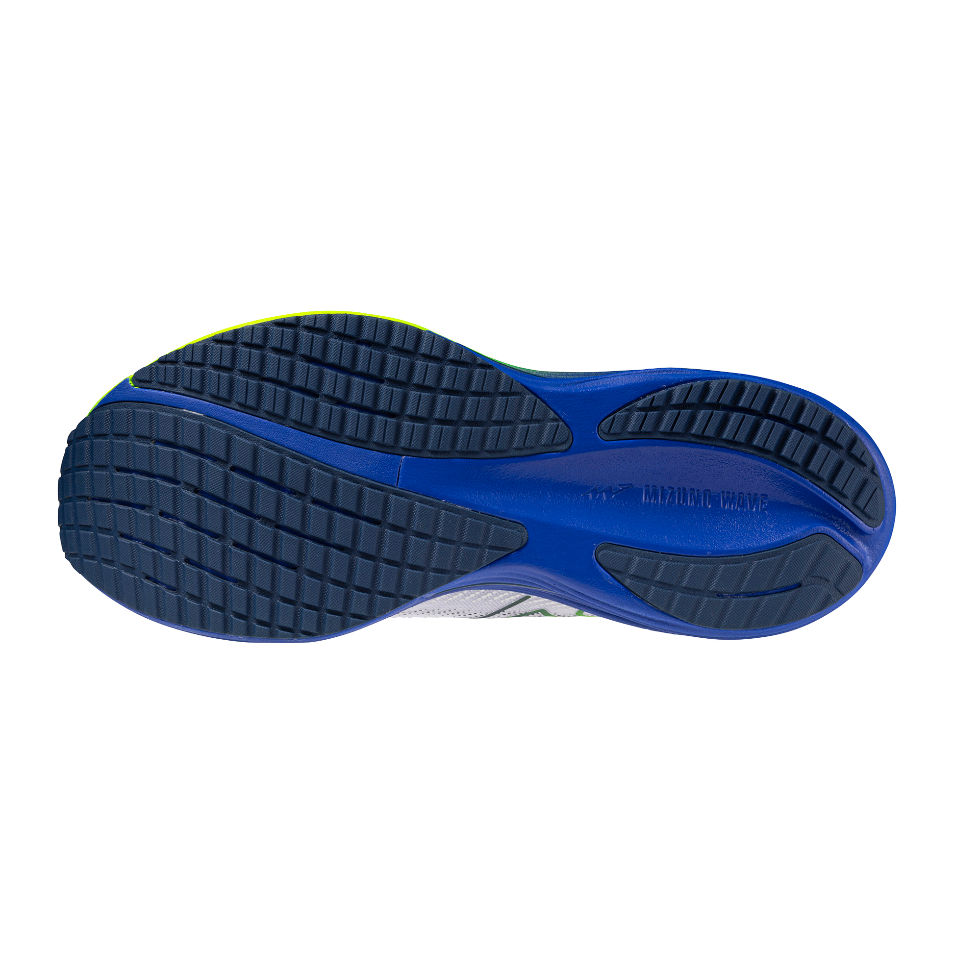 Blue and black sole of a shoe on a white background