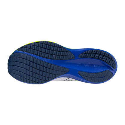 Blue and black sole of a shoe on a white background