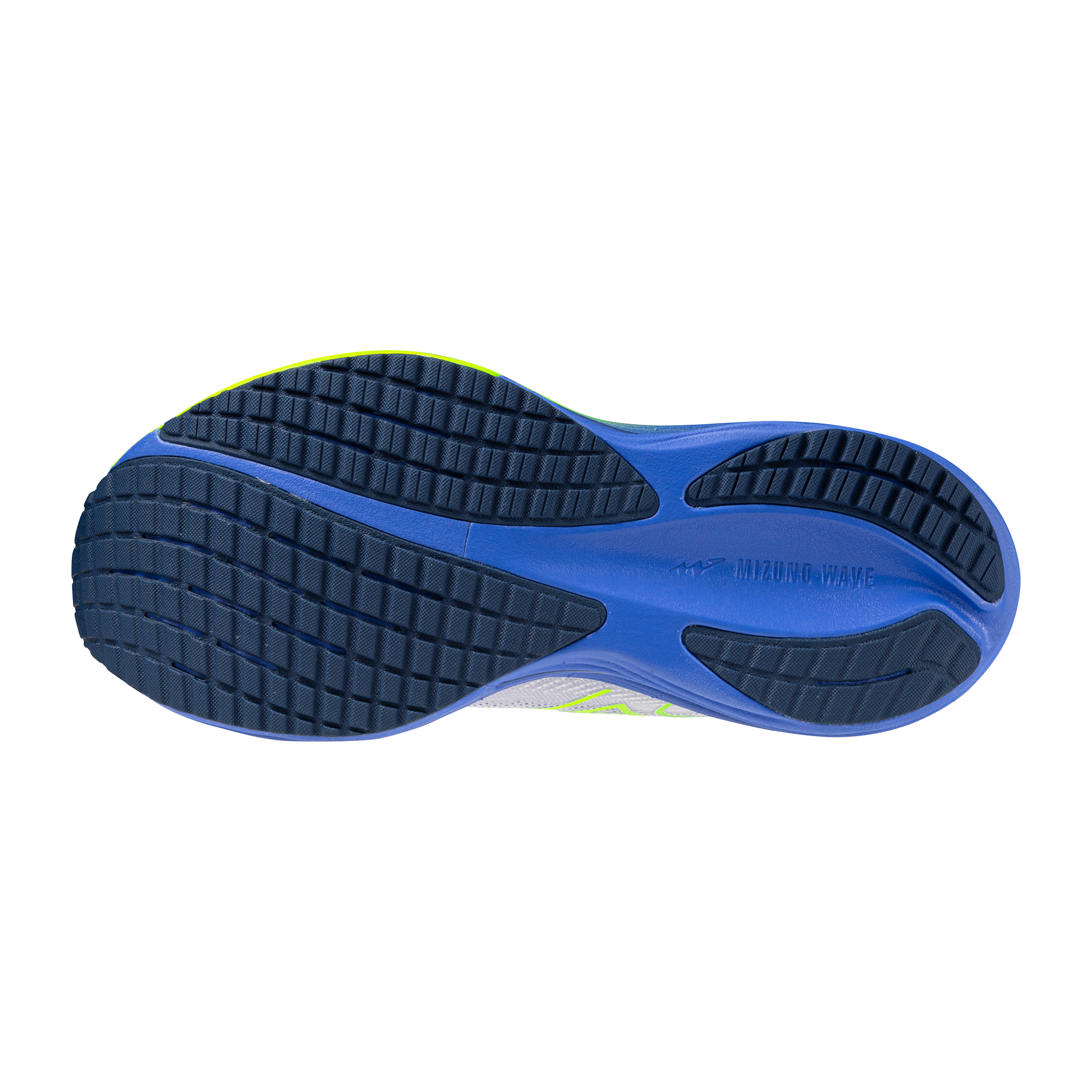 Blue and black sole of a shoe on a white background