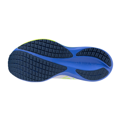 Blue and black sole of a shoe on a white background