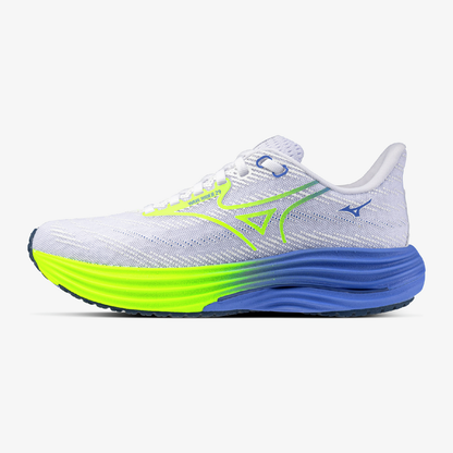 Mizuno Women's Wave Rider neutral running shoe white and blue