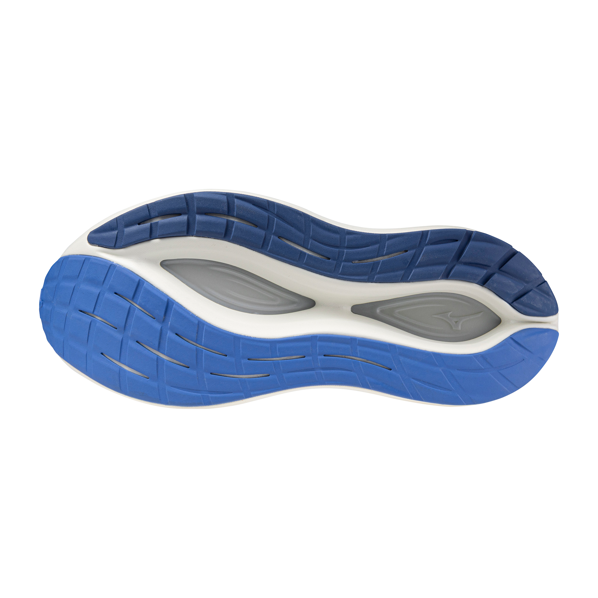 Blue and white shoe sole on a white background