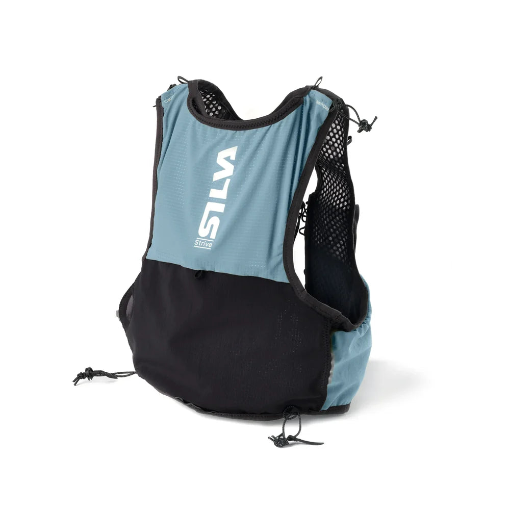 Blue and black Silva backpack on a white background