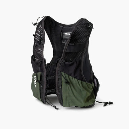 Black and green Silva running vest on a white background