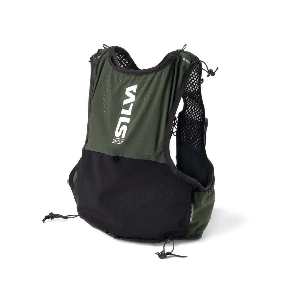 Green and black Silva running vest on a white background