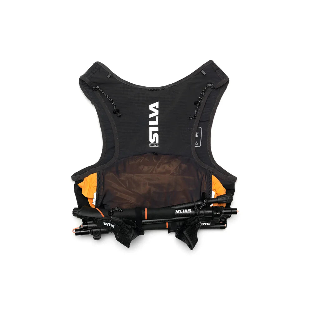 Black Silva running vest with poles and jacket