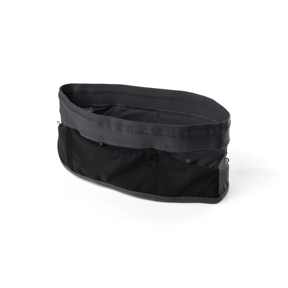 Black running belt on a white background