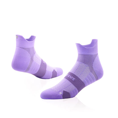 Pair of purple Versus Performance Ankle Running socks on a white background