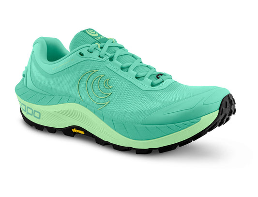 Topo Athletic Women's MTN Racer 3 teal/aqua front side view