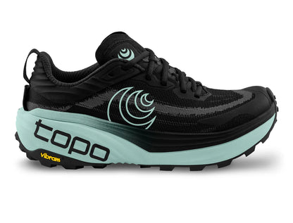 Black and mint Topo trail running shoe