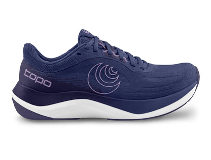 Violet Topo women's running shoe with white sole on a white background