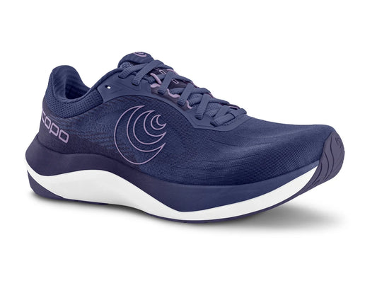 Violet Topo women's running shoe with a white sole on a white background
