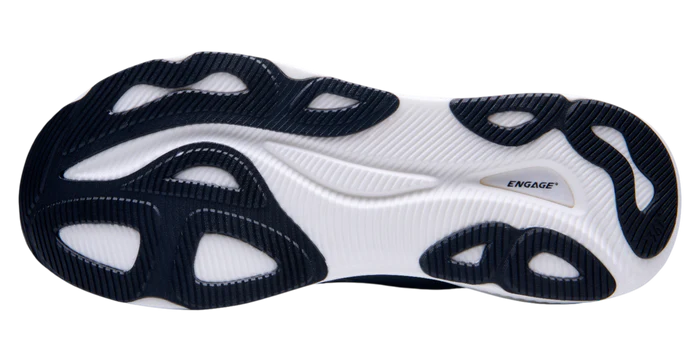 White and black sneaker with 'Engage' branding on a white background