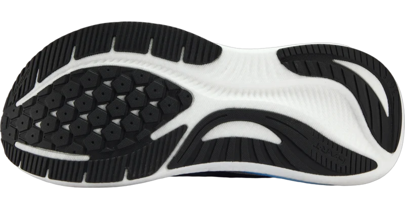 Close-up of the outsole of a 361 Kairos running shoe, showing a black and white tread pattern.