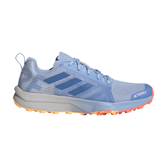Blue Adidas Terrex sneaker on a white background