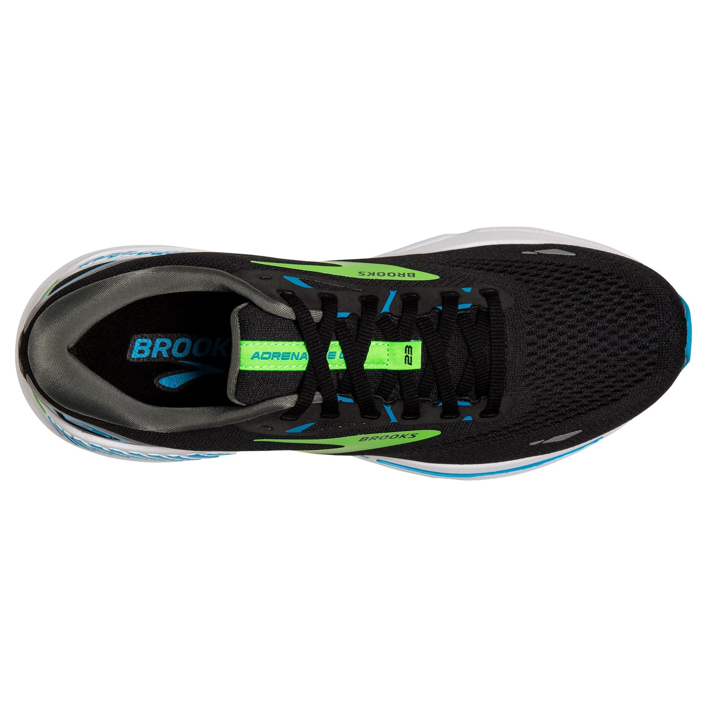 Brooks Adrenaline GTS 23 men's stability shoe, black, green, blue