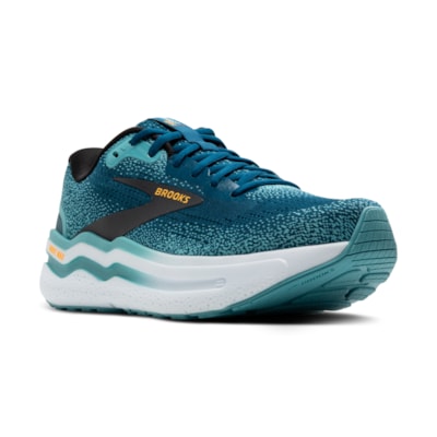 Brooks men's Ghost Max 2 teal and white side front angled view