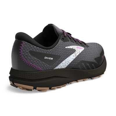 Brooks Women's Divide 4 GTX waterproof trail running shoe black, gray, purple