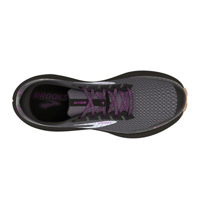 Brooks Women's Divide 4 GTX waterproof trail running shoe black, gray, purple