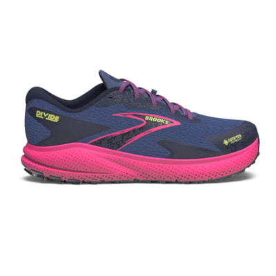 Brooks Divide 5 women's multi terrain running shoe, dark blue and purple side view