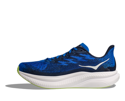 Hoka Mach  men's running shoe blue and white medial view