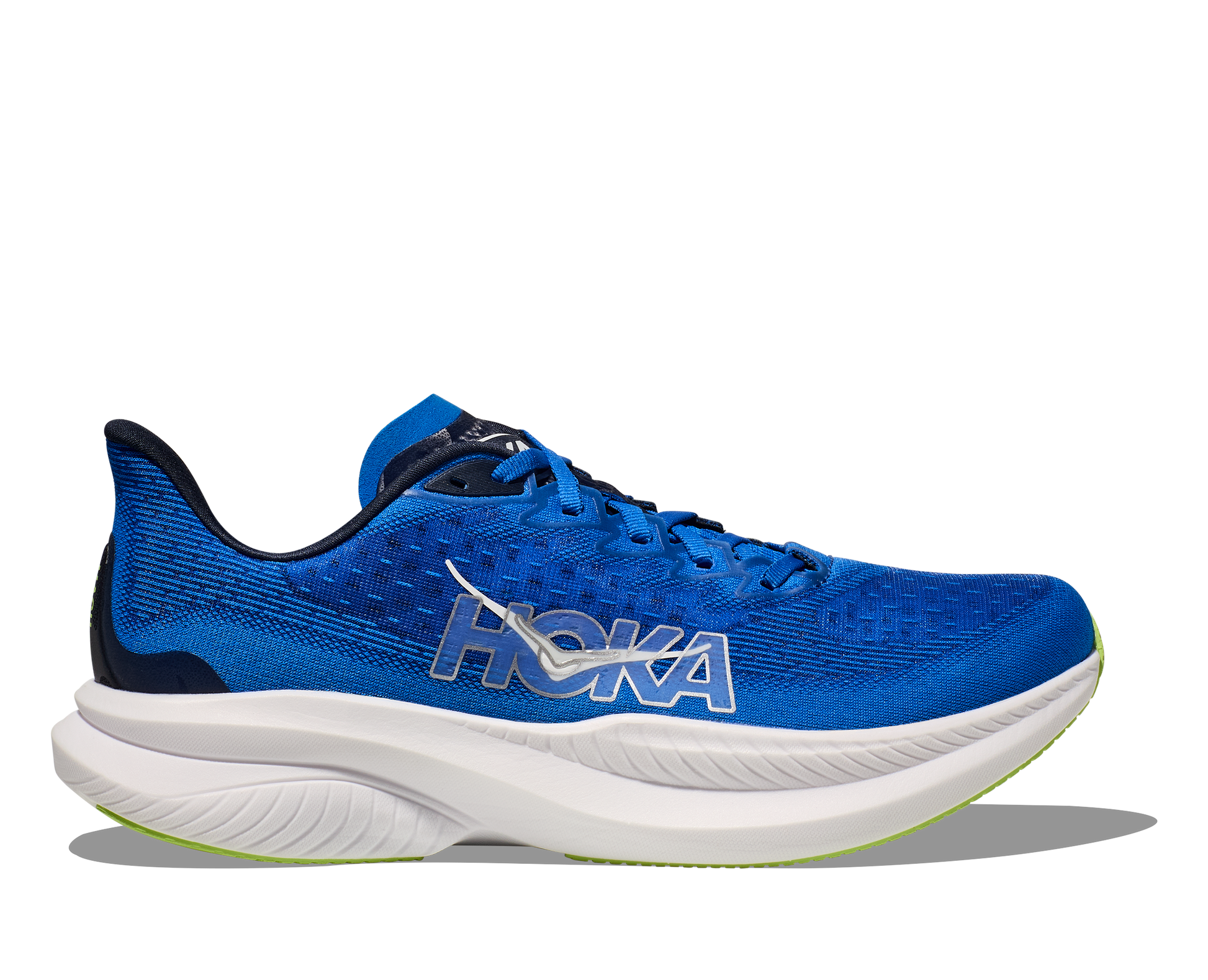 Hoka Mach  men's running shoe blue and white side view