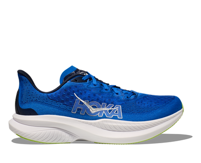 Hoka Mach  men's running shoe blue and white side view