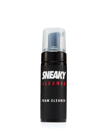 A black can of Sneaky Cleaner Foam Cleaner with a clear cap, featuring white and red text on a white background.