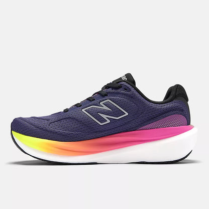 New Balance Women's 1080 v15 Purple running shoe with colorful sole on a white background