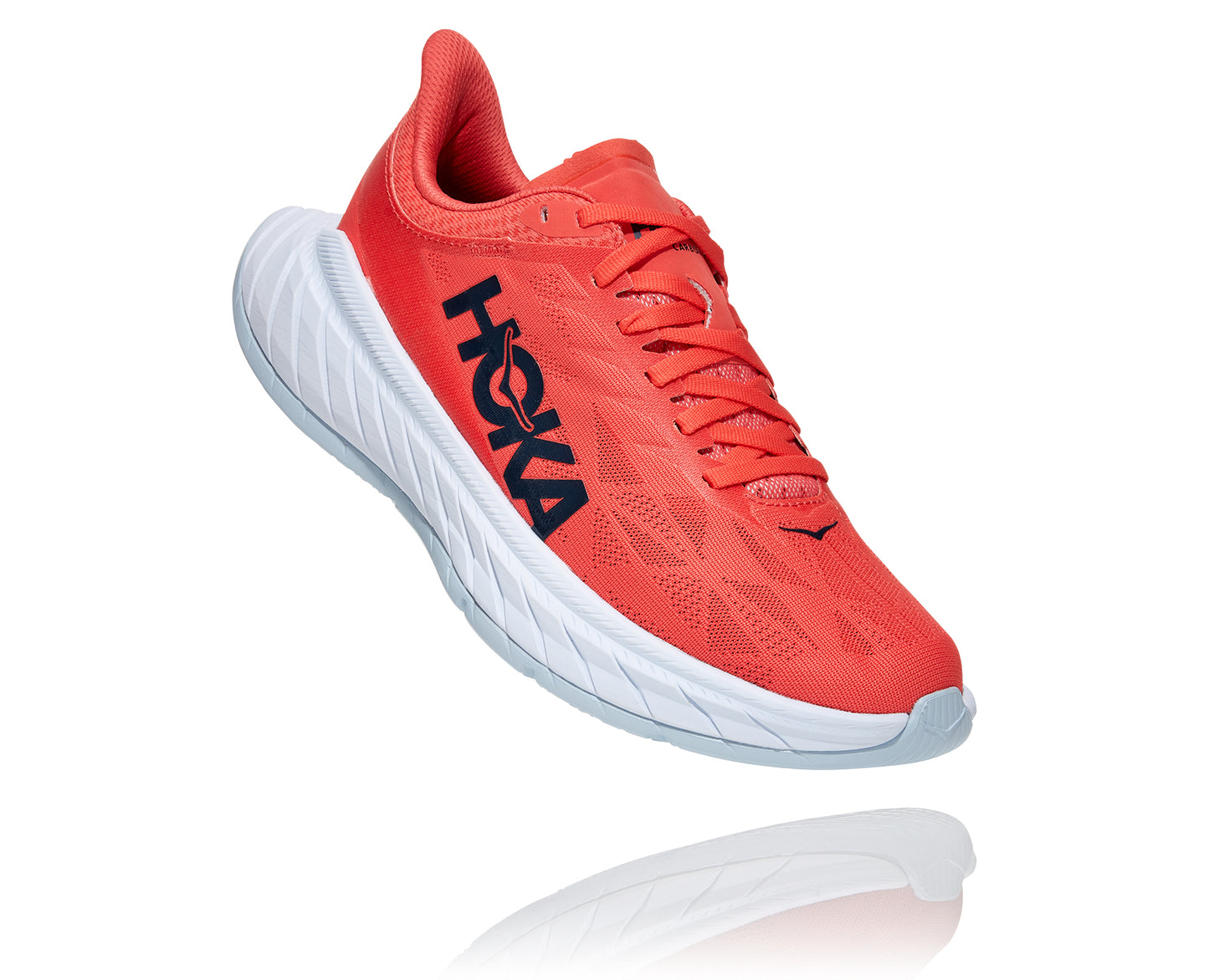 Hoka Women's Carbon X2 running shoe red and white