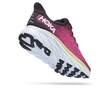 Hoka Women's Clifton 8 neutral running shoe light purple, yellow, white