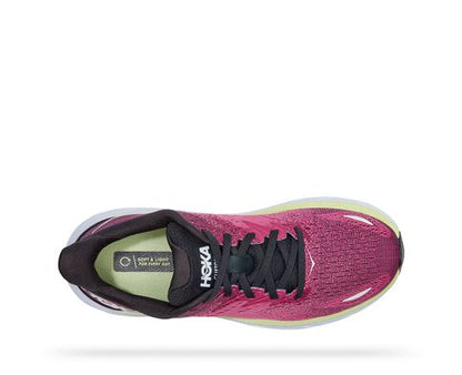 Hoka Women's Clifton 8 neutral running shoe light purple, yellow, white