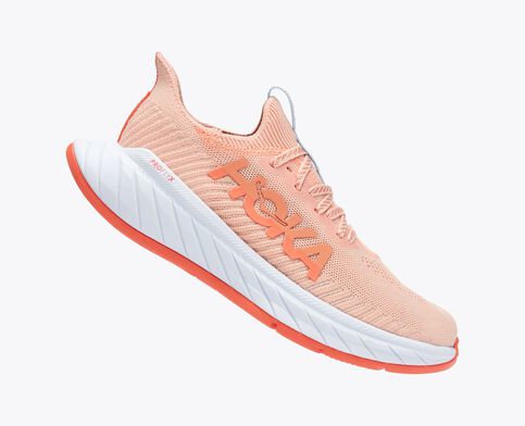 Hoka Carbon X3 women's carbon plated running shoe light pink, light blue
