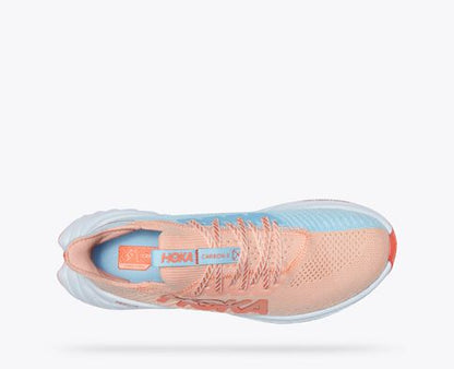 Hoka Carbon X3 women's carbon plated running shoe light pink, light blue