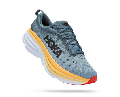 Hoka Bondi 8 men's running shoe white, orange, light blue