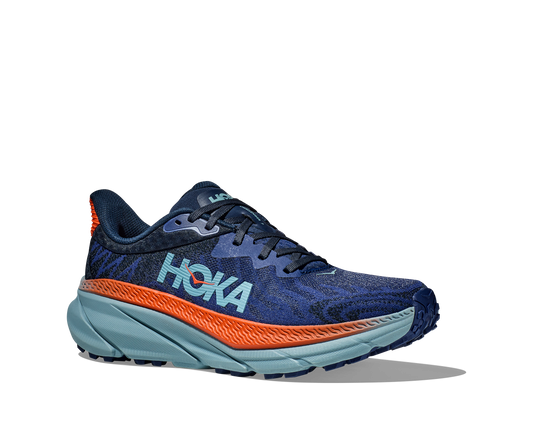 Hoka Men's Challenger 7 trail running shoe blue and grey