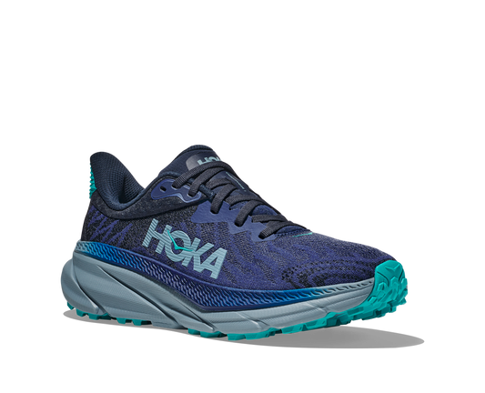 Hoka women's Challenger 7 trail running shoe blue and grey