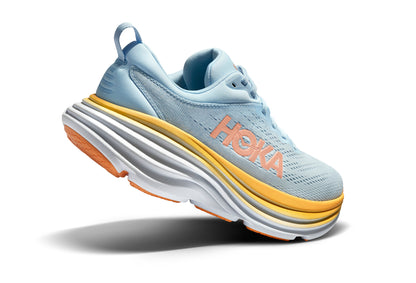 Hoka Bondi 8 women's running shoe white, orange, light blue