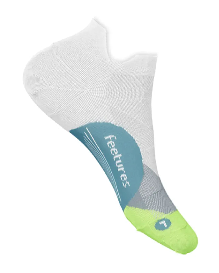 White running sock with lime green toes