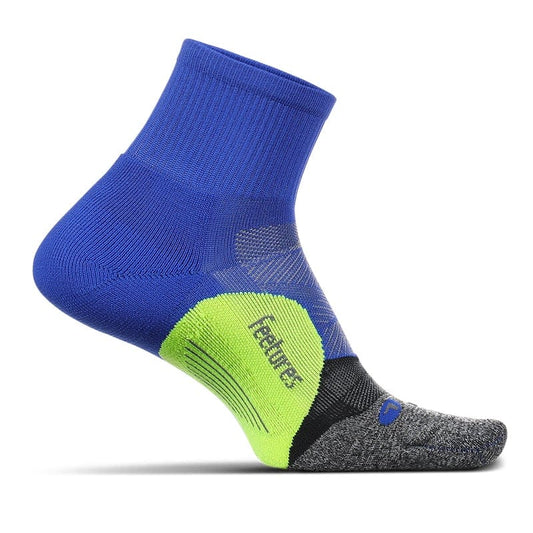 Feetures Quarter length Elite light cushion running socks, blue green, gray
