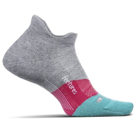 Feetures Elite Lighht Cushion running socks gray, pink, light blue