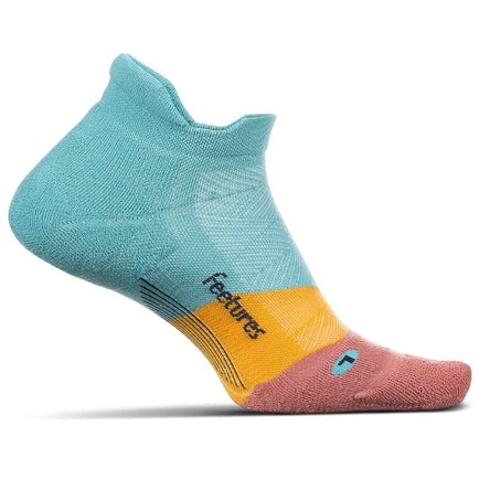 Feetures Elite Light Cushion running socks light blue orange pink