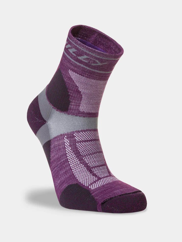 Purple and silver running socks