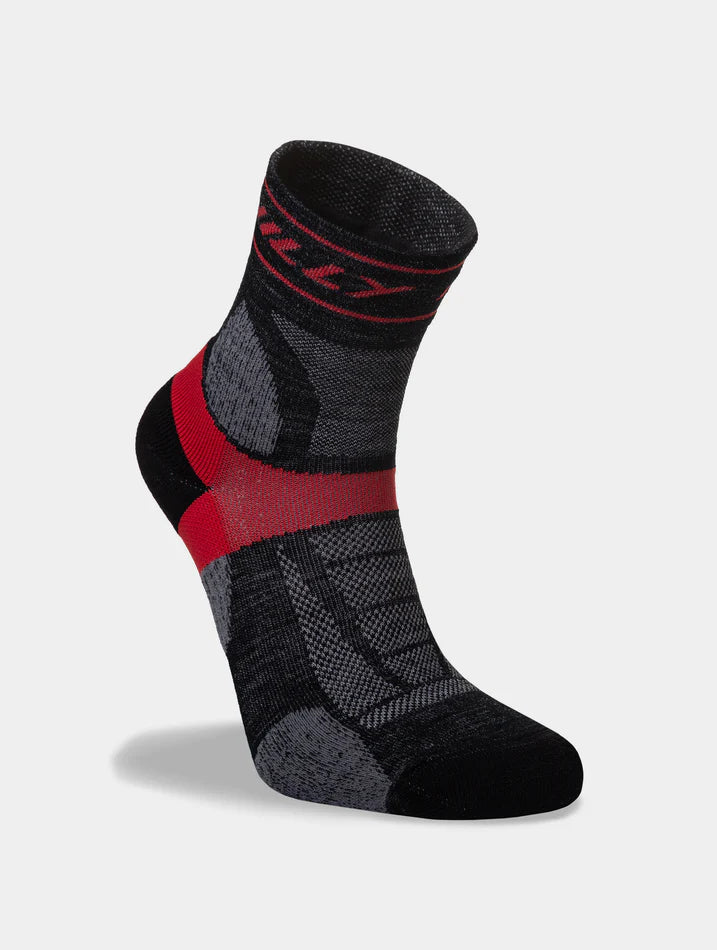 Black and red design running sock